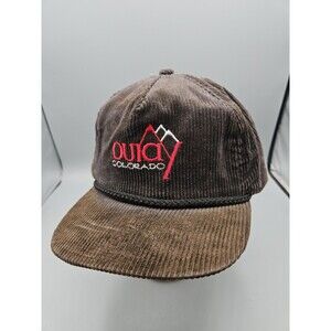 Ouray Colorado mountain logo Hat Cap prominent rope brim trim corduroy Black